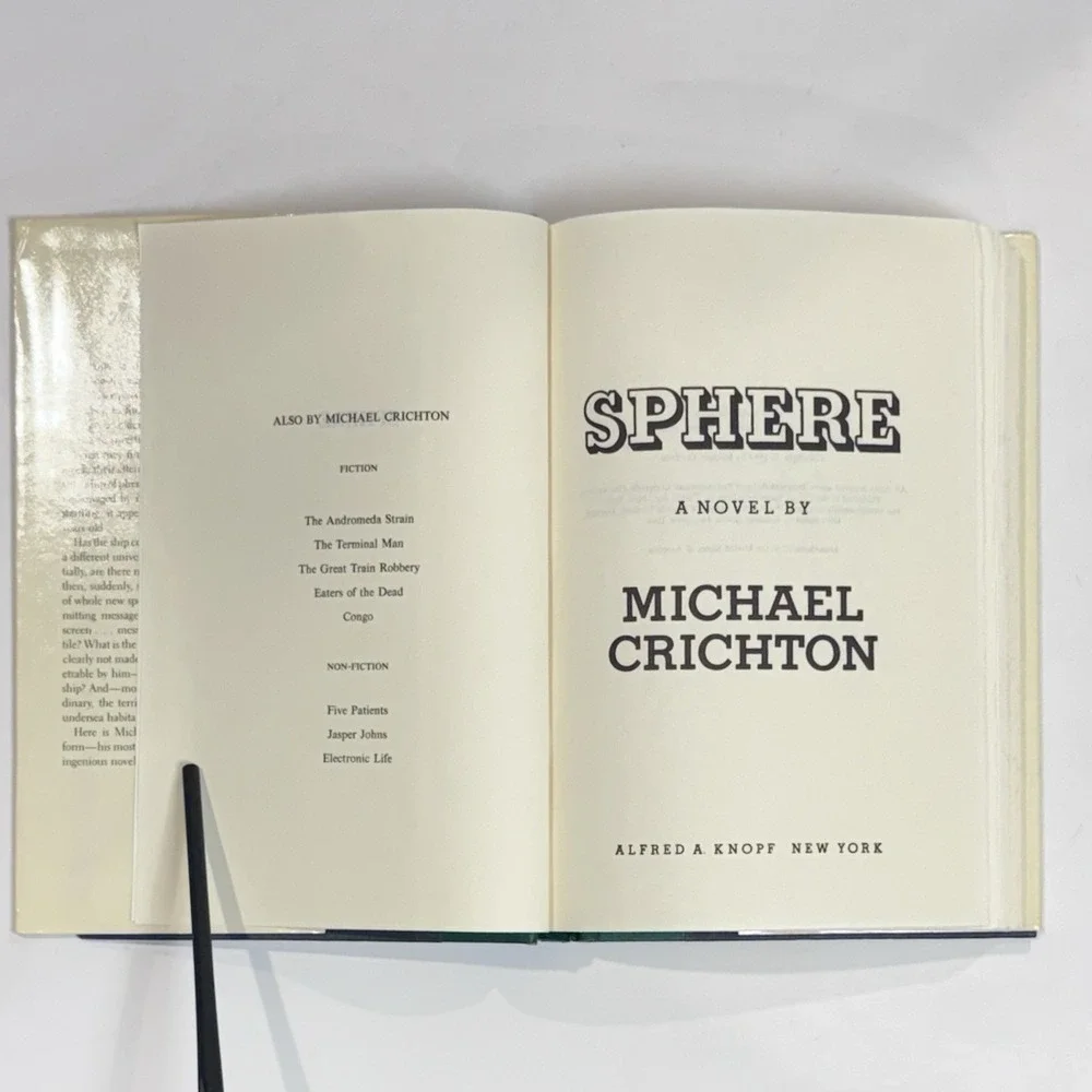 Sphere by Michael Crichton 1987‎ Knopf USA HC w DJ Book Novel in LNC